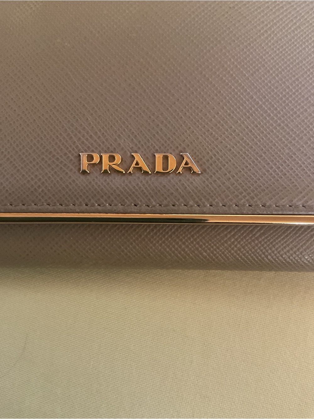 Prada Taupe Saffiano Leather Continental Wallet with Gold Logo - Picture 4 of 11